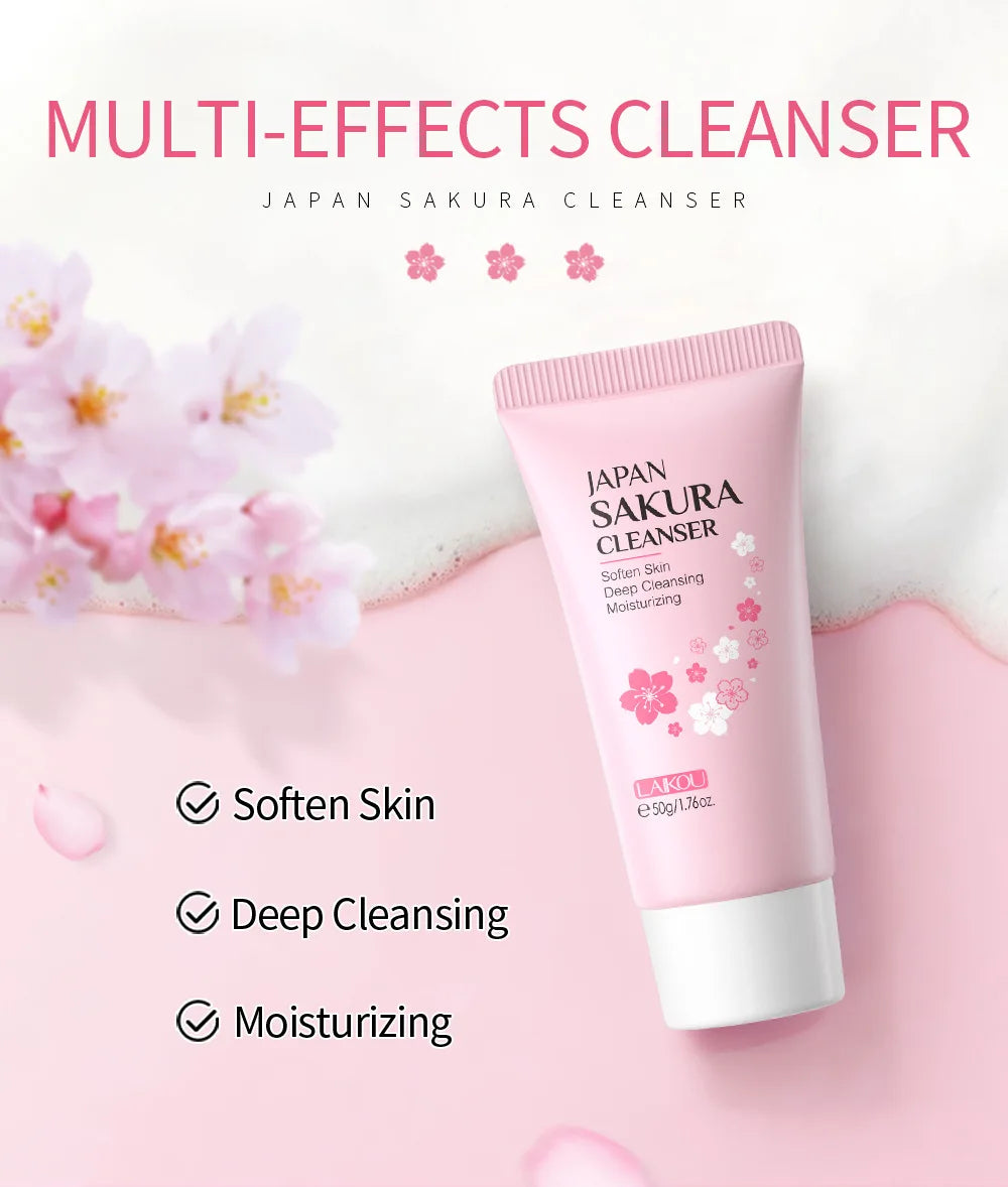 LAIKOU Facial Foaming Cleanser Deeply Cleansing Oil Control Moisturizing Blackhead Removal Skin Care Face Wash Foam Cleanser