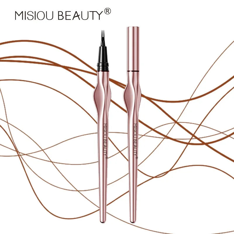 2 Point Wild Eyebrow Pencil Long-Lasting Easy Grip Waterproof Thin Liquid Silkworm Brow Pen Korean Makeup for Eyebrow Tattoo