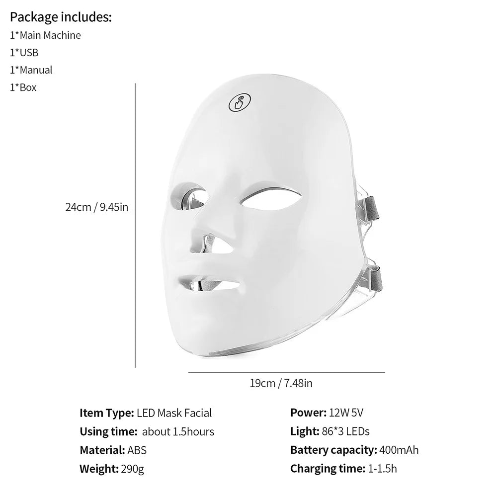 7 Color Wireless Light Therapy Mask Anti-aging Acne Spot Scar Removal