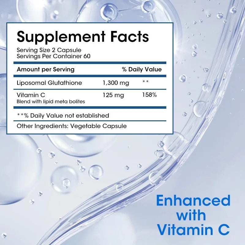 Glutathione Softgels Max Absorption Active Form L-Glutathione Reduced (GSH) with Vitamin C for Detox Anti-Aging Whitening Skin